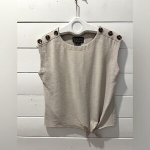 Frank Lyman sleeveless beige blouse with front tie size 2